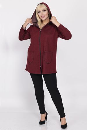 Büyük Beden Cepli Kapüşonlu Hırka 41D-2218