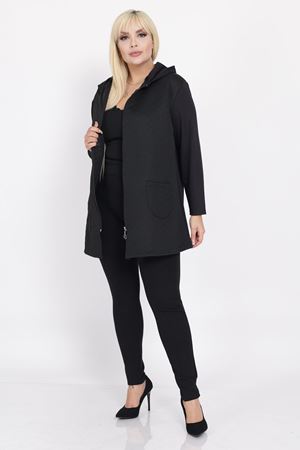 Büyük Beden Cepli Kapüşonlu Hırka 41E-2220