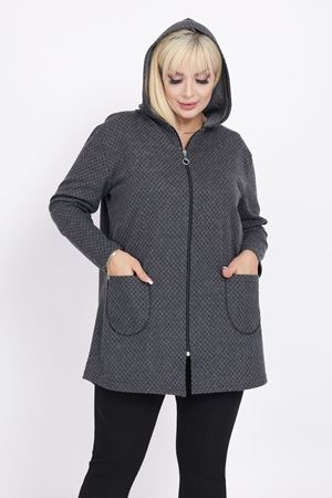 Büyük Beden Cepli Kapüşonlu Hırka 30A-2221