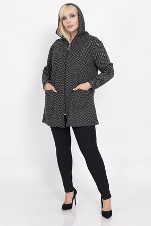 Büyük Beden Cepli Kapüşonlu Hırka 17C-2222