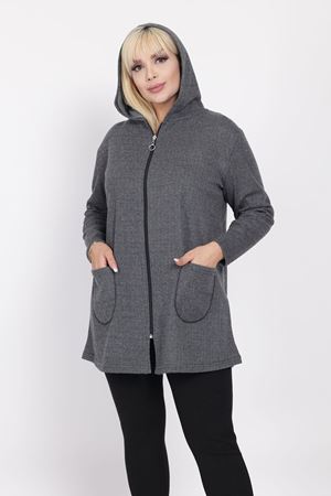Büyük Beden Cepli Kapüşonlu Hırka 31B-2224