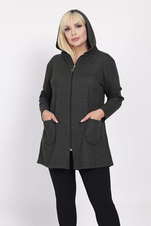 Büyük Beden Cepli Kapüşonlu Hırka 28B-2225