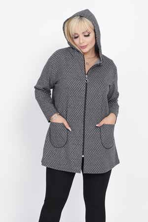 Büyük Beden Cepli Kapüşonlu Hırka 29C-2226