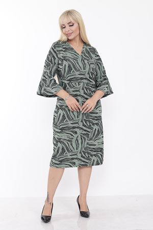 Volan Kol Desenli Büyük Beden Elbise 2C-2237