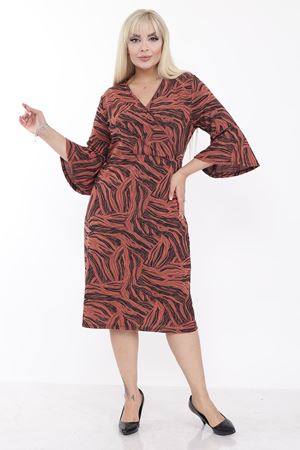 Volan Kol Desenli Büyük Beden Elbise 27C-2242