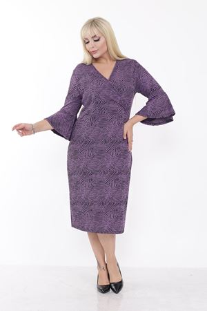 Volan Kol Desenli Büyük Beden Elbise 17A-2241