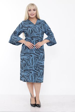 Volan Kol Desenli Büyük Beden Elbise 18B-2243