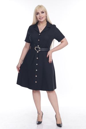Büyük Beden Önden Düğmeli Elbise G10-2262