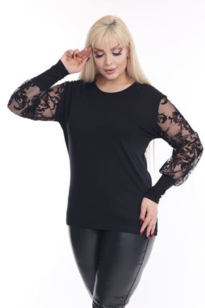 Flok Kol Büyük Beden Bluz 14C-2266