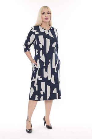 Jakarlı Cepli Kışlık Büyük Beden Elbise 33D-2273