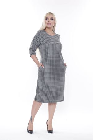 Jakarlı Cepli Kışlık Büyük Beden Elbise 24C-2282