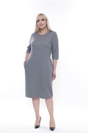 Jakarlı Cepli Kışlık Büyük Beden Elbise 17C-2284