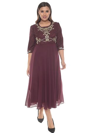 Nakışlı Uzun Büyük Beden Abiye Elbise G10-2322