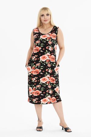 Yazlık Kolsuz Cepli Büyük Beden Elbise 17B-2383