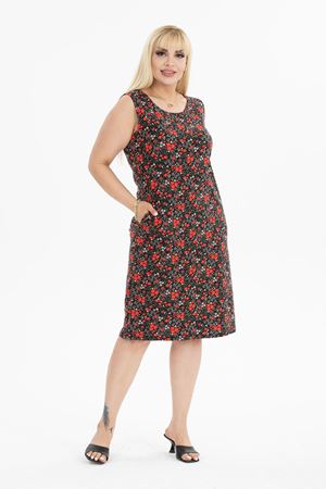 Yazlık Kolsuz Cepli Büyük Beden Elbise 19D-2386