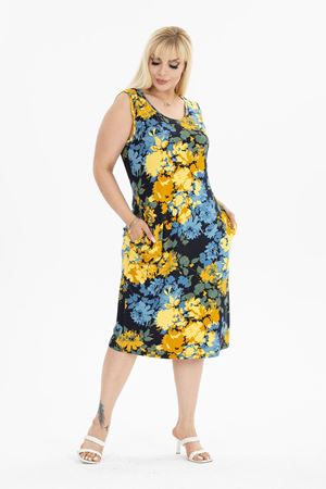 Yazlık Kolsuz Cepli Büyük Beden Elbise 9B-2389