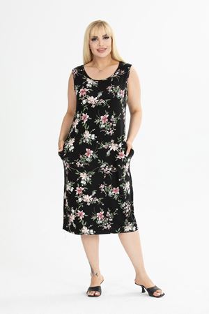 Yazlık Kolsuz Cepli Büyük Beden Elbise 28E-2391