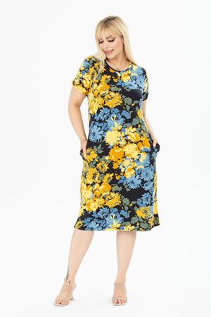 Yazlık Cepli Büyük Beden Elbise 34E-2396