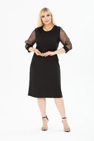 Tül Kol Büyük Beden Elbise 34E-2399