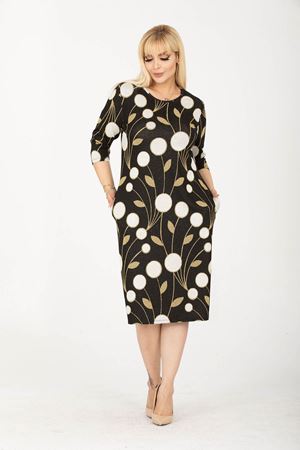 Jakarlı Cepli Kışlık Büyük Beden Elbise 25E-2430