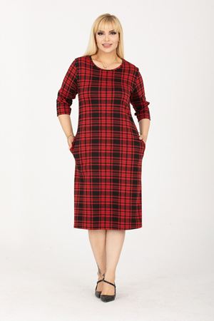 Jakarlı Cepli Kışlık Büyük Beden Elbise 13A-2431