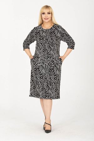 Jakarlı Cepli Kışlık Büyük Beden Elbise 1D-2433