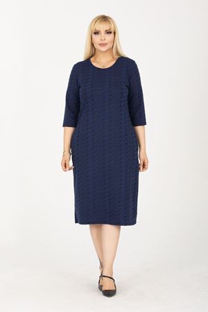 Jakarlı Cepli Kışlık Büyük Beden Elbise 24A-2434