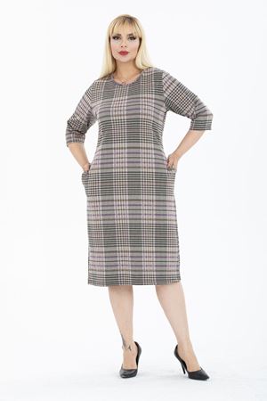 Jakarlı Cepli Kışlık Büyük Beden Elbise 6F-2440