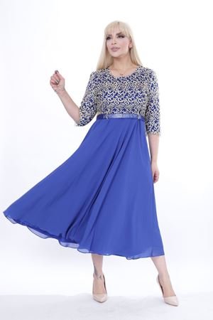 Nakışlı Dantel Büyük Beden Abiye Elbise F10-2344