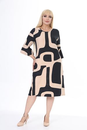 Volan Kol Kışlık Büyük Beden Kloş Elbise 26E-2454