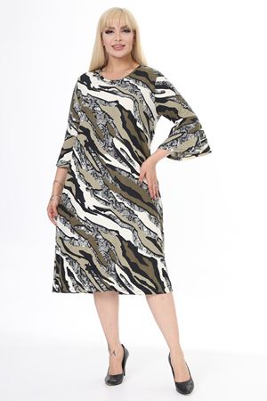 Volan Kol Kışlık Büyük Beden Kloş Elbise 38F-2456