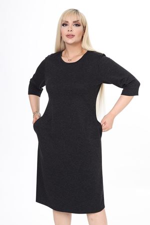 Cepli Kışlık Büyük Beden Antrasit Elbise 27B-2470