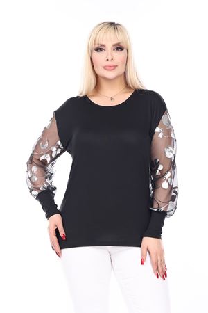 Siyah Esnek Büyük Beden Bluz 18B-2503