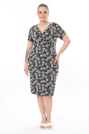 Kruvaze Yaka Büyük Beden Elbise 7C-2526