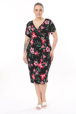 Kruvaze Yaka Büyük Beden Elbise 17A-2524