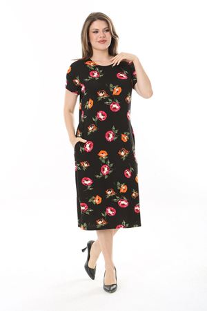 Yazlık Cepli Desenli Büyük Beden Elbise 17B-2536