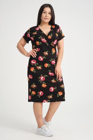 Kruvaze Yaka Puanlı Büyük Beden Elbise 27A-2544