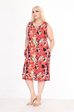 Yazlık Kolsuz Cepli Büyük Beden Elbise 43C-2578