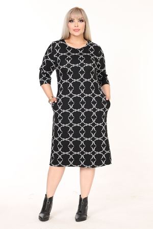 Çift Cepli Kışlık Büyük Beden Elbise 7D-2589