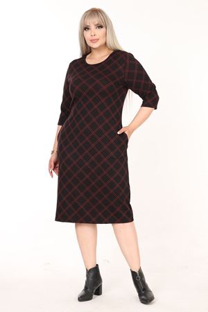 Çift Cepli Kışlık Simli Büyük Beden Elbise 35C-2593