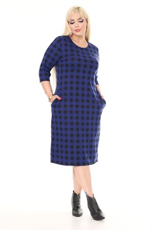 Çift Cepli Kışlık Büyük Beden Esnek Desenli Elbise 18B-2612