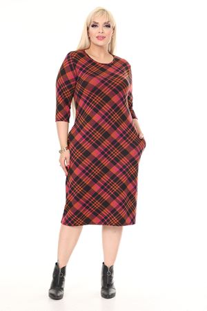 Çift Cepli Kışlık Büyük Beden Esnek Desenli Elbise 30A-2614