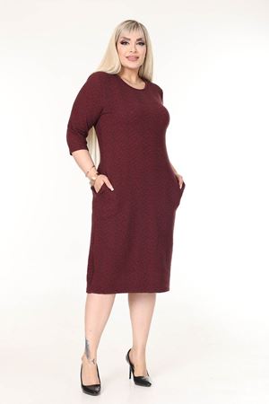 Çift Cepli Kışlık Büyük Beden Esnek Elbise 30A-2628