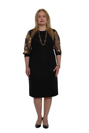Büyük Beden Kolları Varaklı Elbise 4E-2955