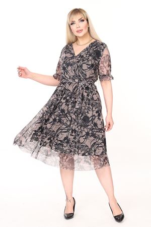 Kruvaze Yaka Büyük Beden Kısa Kol Yazlık Elbise 35C-2644