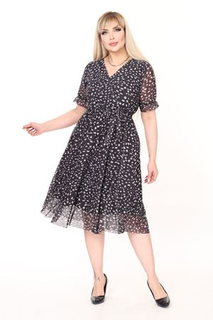 Kruvaze Yaka Büyük Beden Kısa Kol Yazlık Elbise 37D-2646