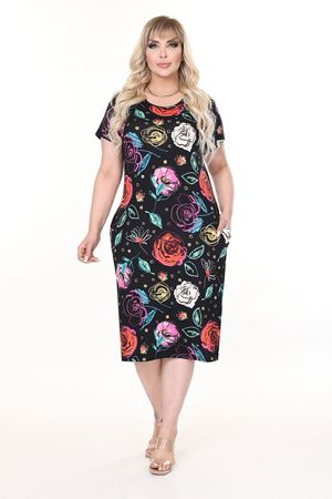 Yazlık Çift Cepli Kısa Kol Esnek Büyük Beden Elbise 21E-2651