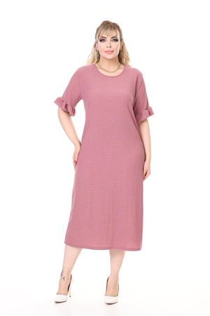 Yazlık Kısa Kol Esnek Büyük Beden Elbise 9F-2656
