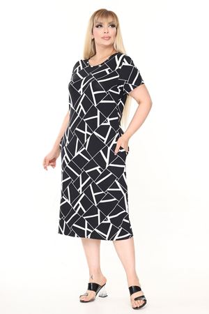 Yazlık Çift Cepli Kısa Kol Esnek Büyük Beden Elbise 33D-2676