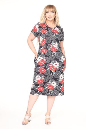 Yazlık Çift Cepli Kısa Kol Esnek Büyük Beden Elbise 9F-2678